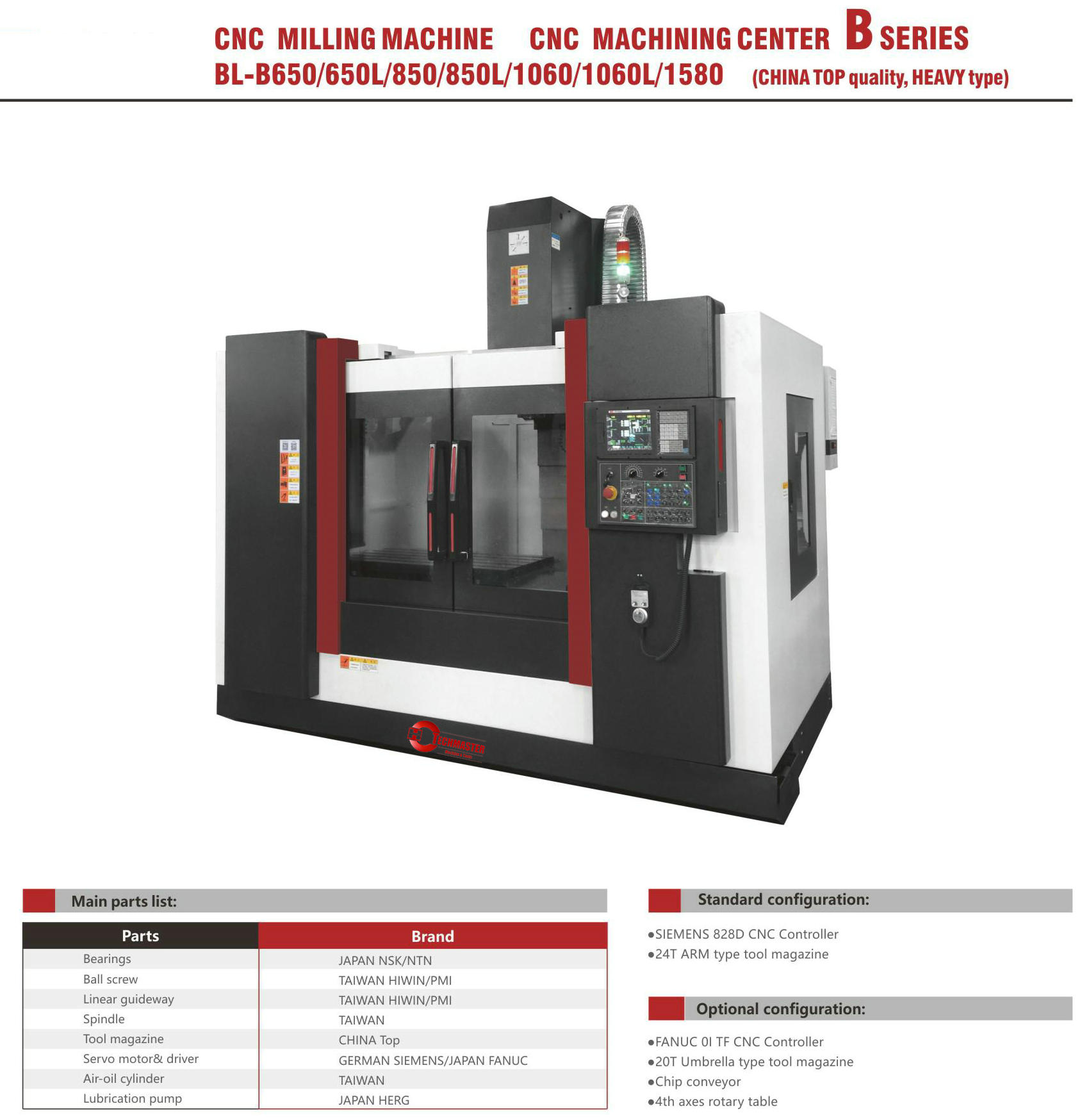 BL-B650 650L 850 850L 1060 1060L 1580 CNC Milling CNC Machining Center 