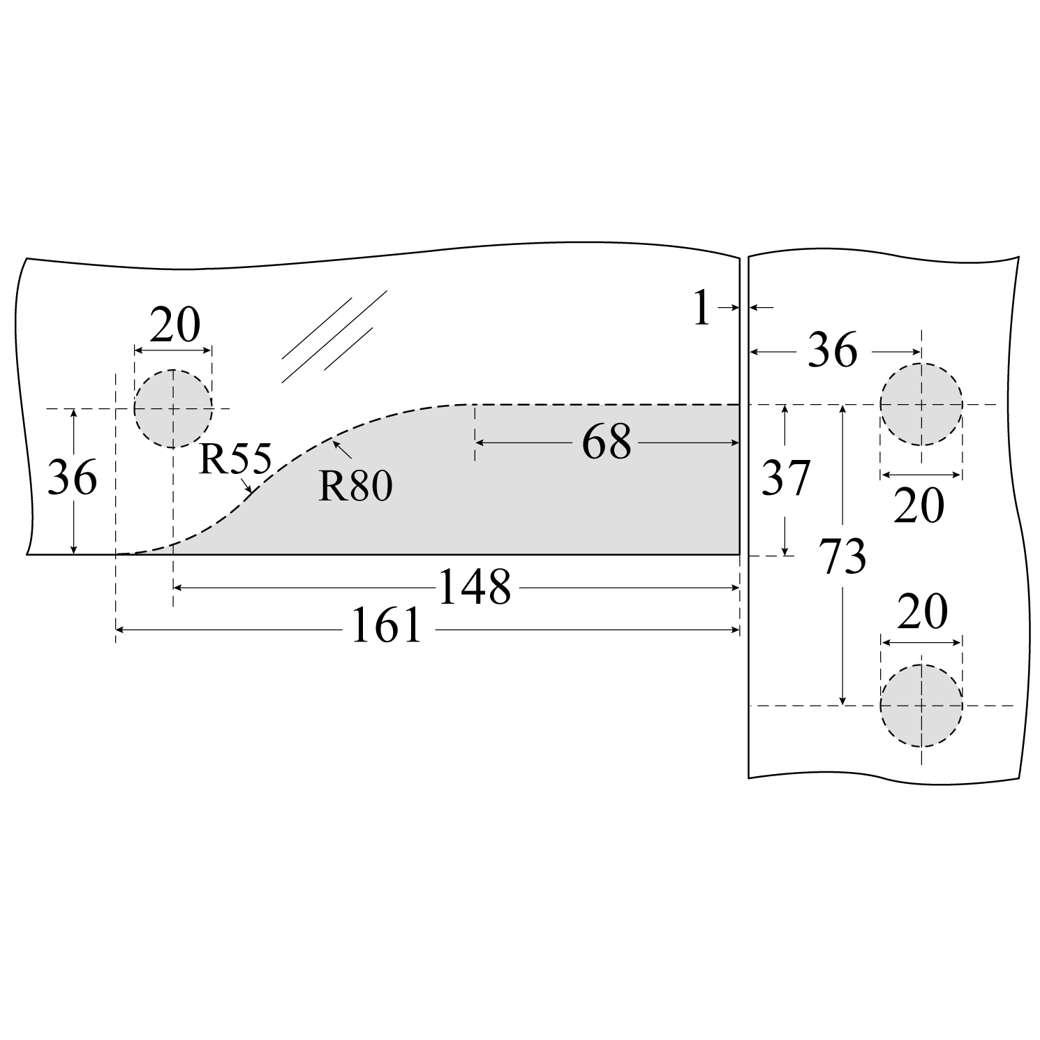 VM-41RH American Standard Overpanel and Sidelight Patch with Fin RH
