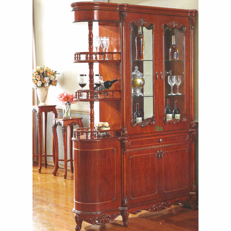 Living Room Cabinet with Wood Partition Table and Wine Cabinet