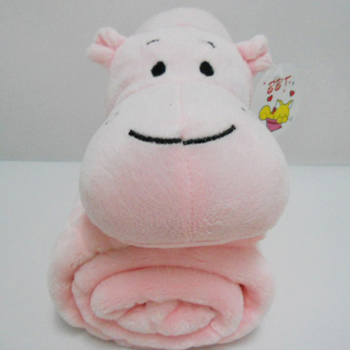 11 " Cute Pink Hippo Toy Stuffed Animal Plush Pillow Blanket