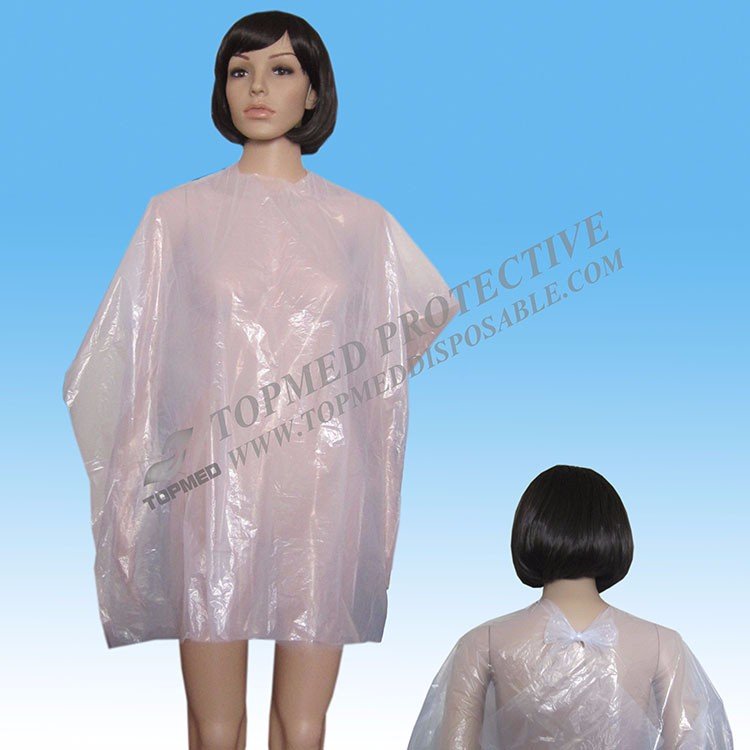 Beauty Salon Use Disposable PE Colorful Cutting Cape Buy Disposable