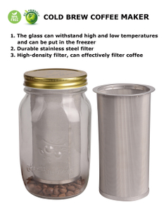 cold brew coffee maker with Mason Jar Cold Brew System With Stainless Steel Lid & Filte