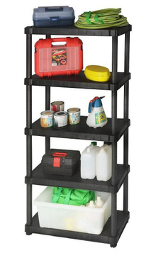 5 Tier Black Plastic Heavy Duty Shelving Racking Storage Unit (6030P-5T)