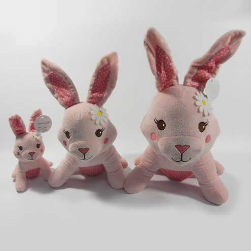 New Plush Pink Rabbit Chew Squeaker Pet Toy