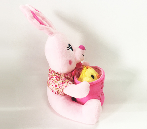 Easter Soft Plush Stuffed Pink Rabbit with Chicken Baby Toy