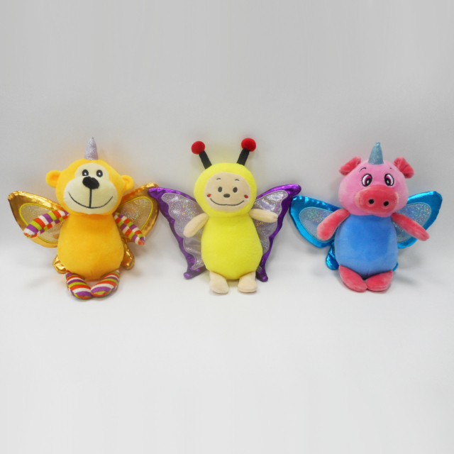 Custom Cute Soft Plush Pig Bear Bee Stuffed Toy with Wings