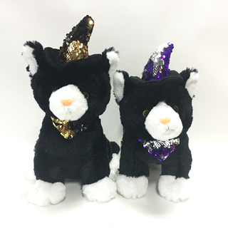 Cute Soft Plush Cat White And Black Halloween Plush Toys