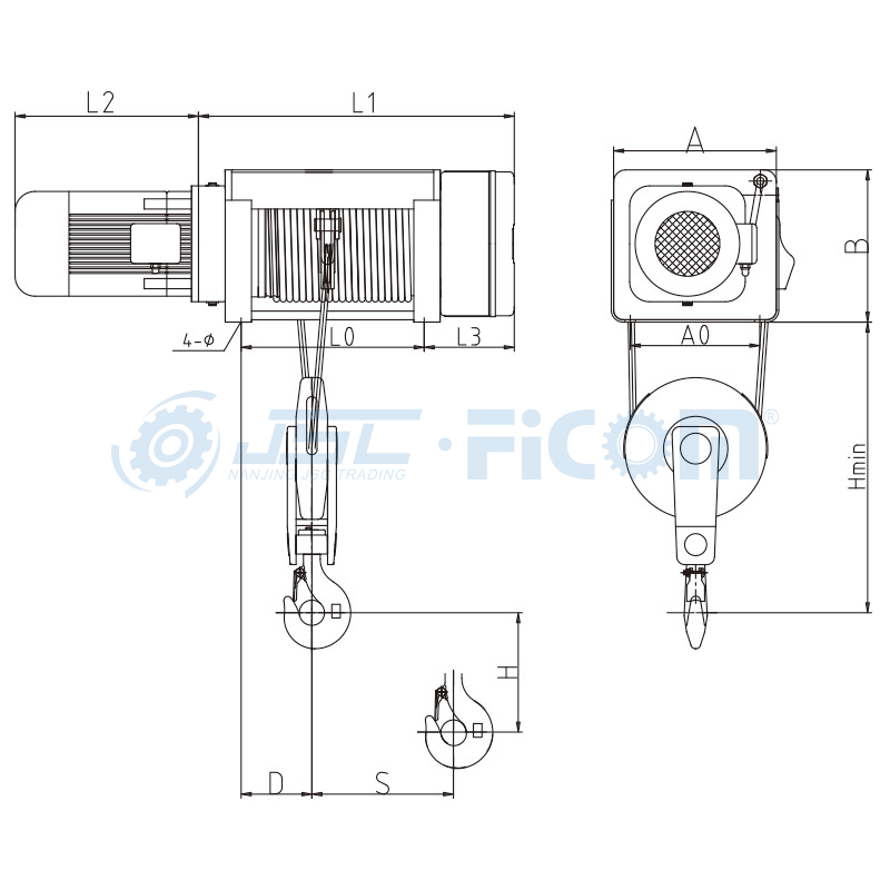SH(2/1 Rope Reeving) Foot-mounted Hoist