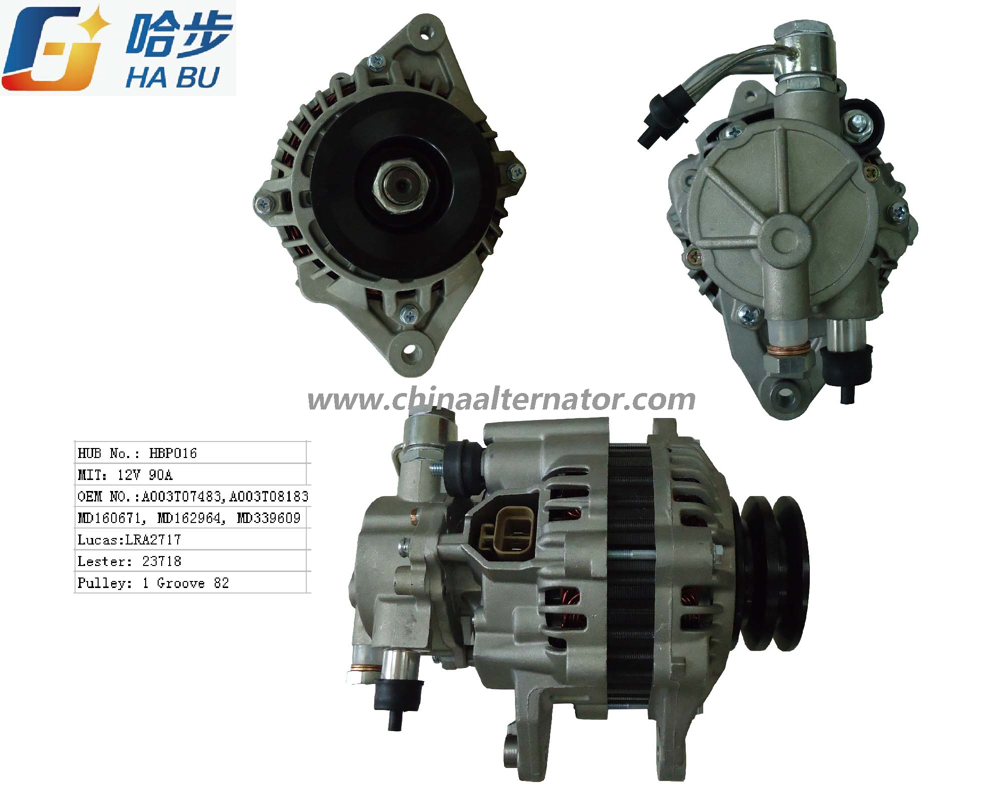 Alternator for Mitsubishi 12V 90A 23718 A3t07483