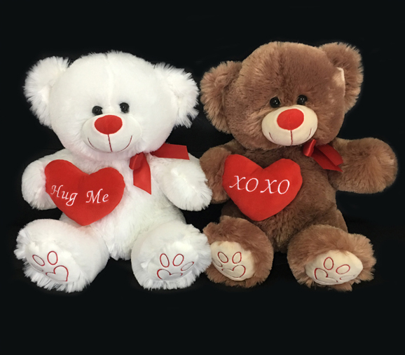 Couple Teddy Bears with Hearts for Valentines Gifts