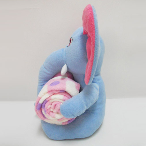 Safe And Harmless PP Cotton Elephant Plush Animal Pillow Blanket