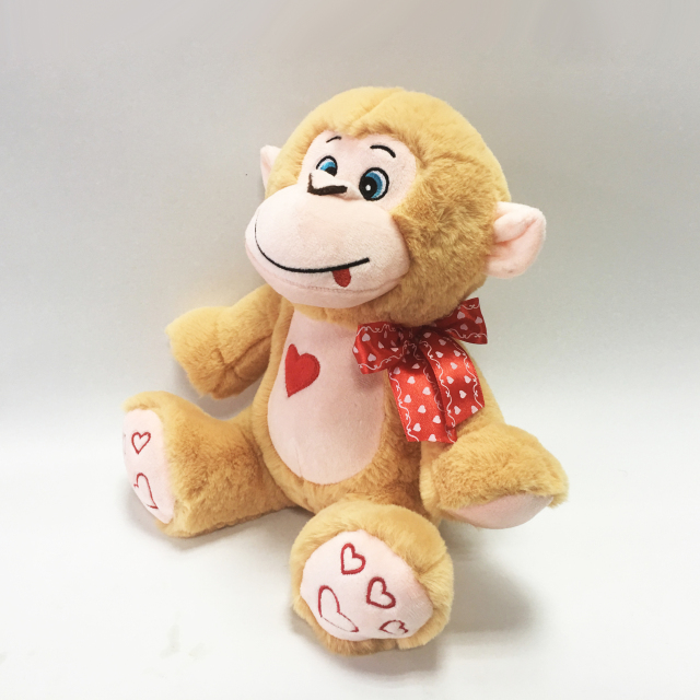 Valentine Soft Toy Stuffed Plush Monkey with Embroidery Heart