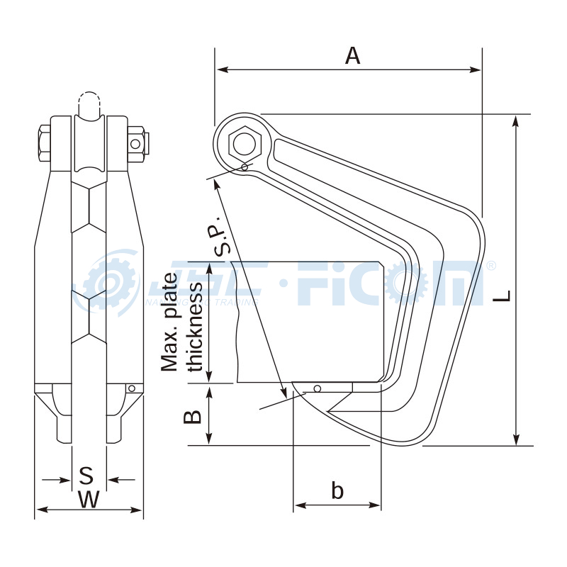 Horizontal Lifting Clamp, Item Code: 112### (Capacity: 1000-10000 kg)