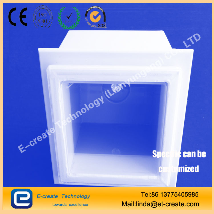 clear quartz square cylinder/high quality quartz cleaning tank