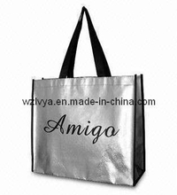 Shopper Bag, Silver Foil Laminated and Nylon Handles (LYSP11)