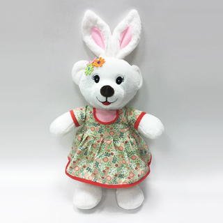 Cuty White Rabbit Plush Toys with Floral Dress