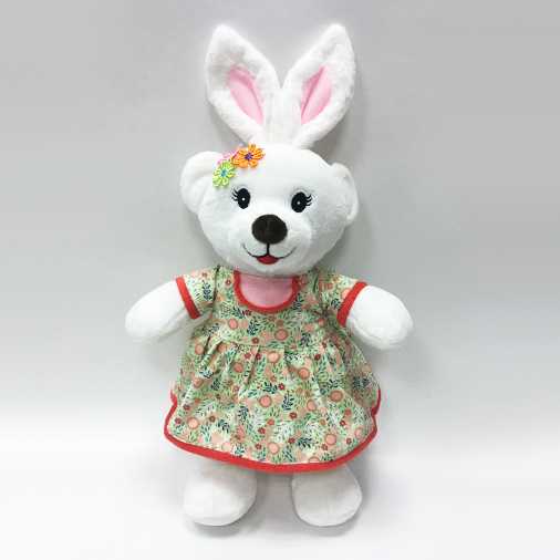 Cuty White Rabbit Plush Toys with Floral Dress