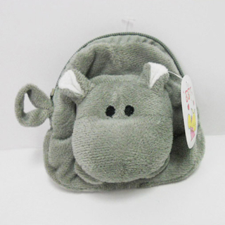 Cute Soft Plush Hippo Shaped Coin Purse for Kids