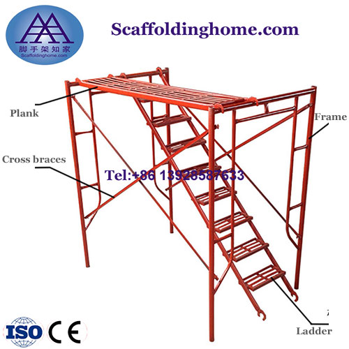 Stable Walk Through Steel Ladder Frame Galvanized Scaffolding System