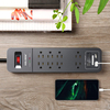 Surge Protector 8 Outlets 2 Smart USB Ports Black