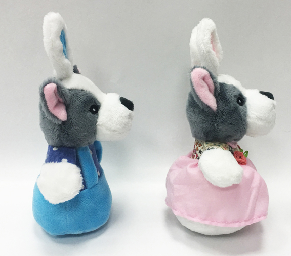 Couple Plush Toy Dogs with Blue Pants And Pink Dress