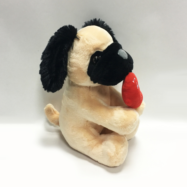 Custom Valentine Day Light Brown Plush Toys Pug Dog for Adults
