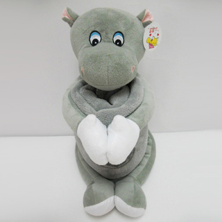 11 " Cute Hippo Toy Stuffed Animal Plush Pillow Blanket
