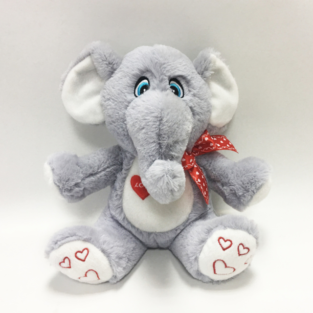 Stuffed Elephant Toys Lovely Soft Grey Valentine Plush Elephant