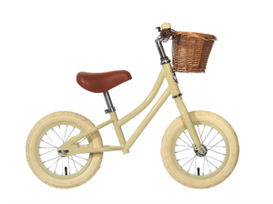 vintage balance bike with basket