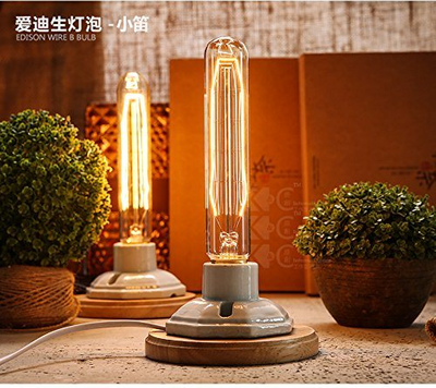 P7811 Bamboo Hanging Brown Rope Pendant Light with Edison Bulb Lamp