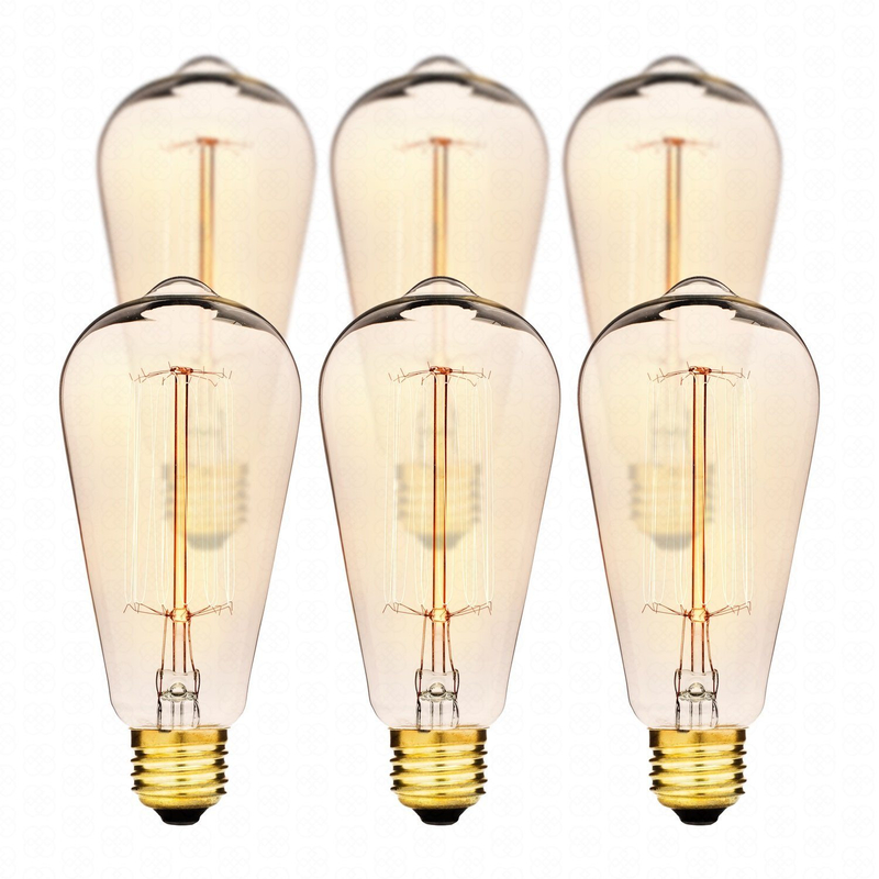 Hudson Lighting Vintage Antique Style Edison Bulb - 4 Pack - St64 - Squirrel Cage Filament - 230 Lumens - Dimmable