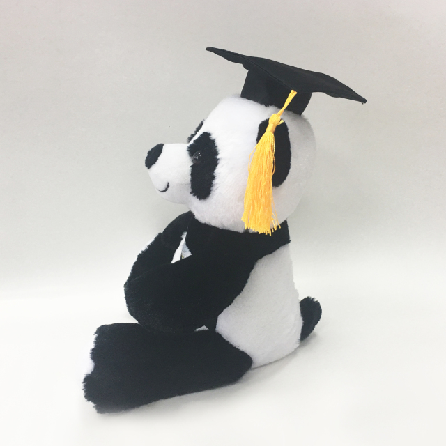 Stuffed Graduation Animal Plush White And Black Panda with Cap