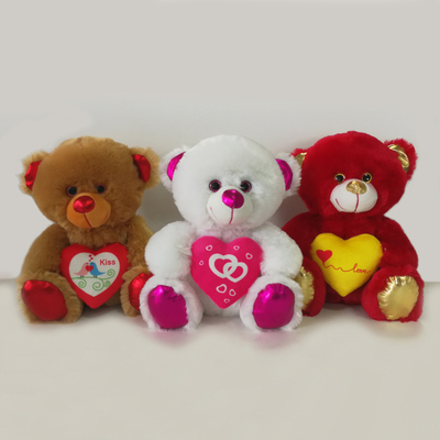 8inch Three Color Valentine Bears with Red in Hand