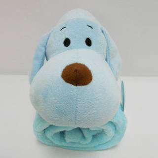 11 " Cute Blue Dog Toy Stuffed Animal Plush Pillow Blanket