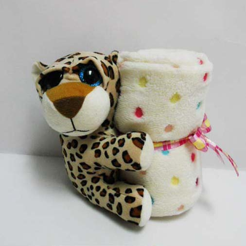 Custom Plush Cute Leopard Shaped Animal Blanket for Kids