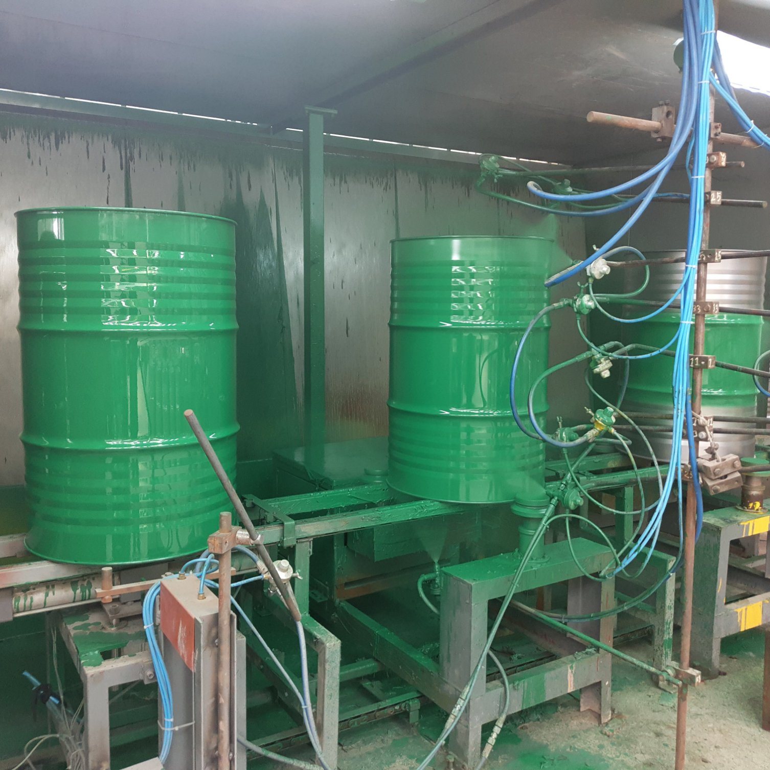 Steel Drum Powder Painting Booth / Powder Coating Line for Manufacturing Steel Barrels