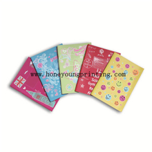 Water proof coated silk printing staple binding ruled student exercise book