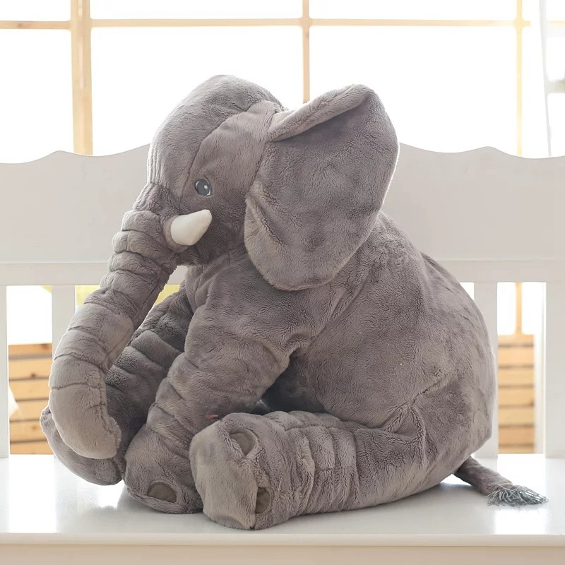 Hot Sale Plush Stuffed Baby Gray Elephant Pillow