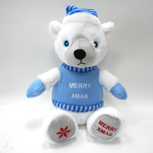 Soft Stuffed Plush Christmas White Teddy Bear with Clothes