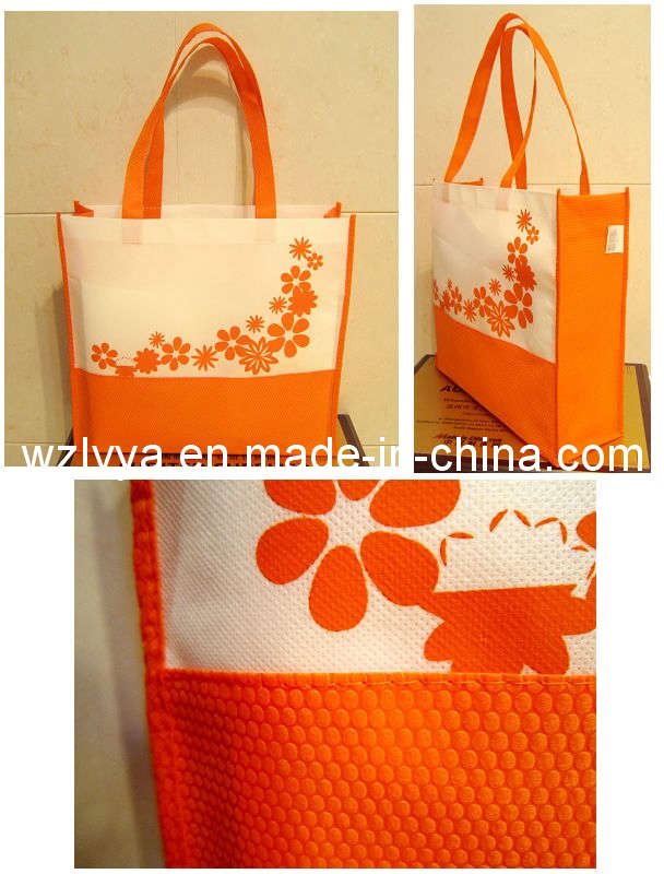 Non Woven Bag White and Orange Fabric (LYN61)