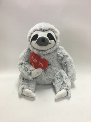 Cute Cartoon Grey 3 Toed Sloth Plush Toy with Heart