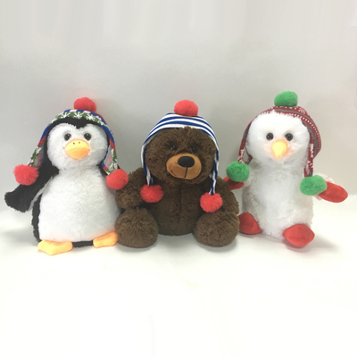 Cute 25cm Kids Toy Plush Christmas Animal Toys with Hat 