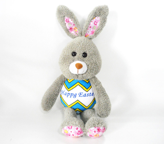 Fluffy Grey Easter Rabbit Decorative Plush Toy with Long Ear