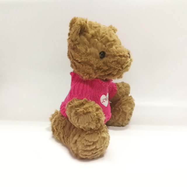 Stuffed Teddy Bears with Pink Cloth Embroidered Love Toys