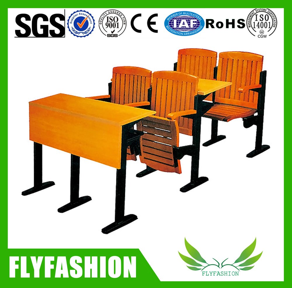 China Attached Wooden College Classroom Student Desk With Folding