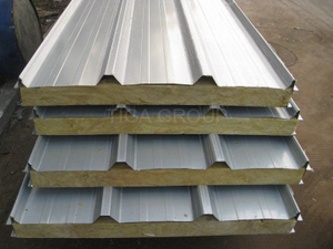 Prefab Homes Roof Material/Corrugated Rock Wool Sandwich Panel