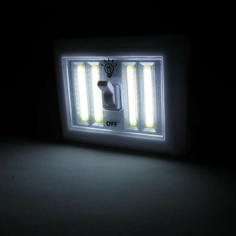 Battery operated wall mounted cordless 4 COB LED switch night light 