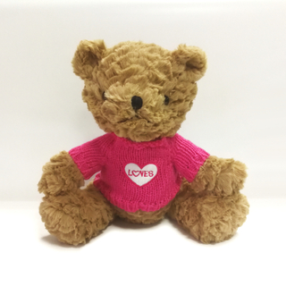 Stuffed Teddy Bears with Pink Cloth Embroidered Love Toys