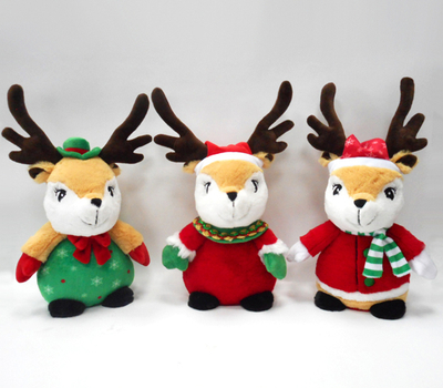 Customized Soft Plush Christmas Deer With Decorations