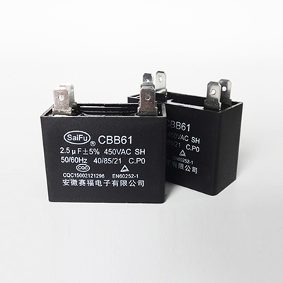 Condensador del motor de CA CBB61 (caja de plástico)